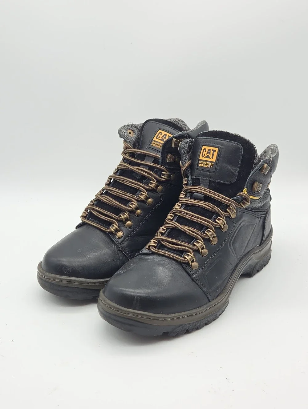Caterpillar Y2K Lace Up Black Leather Boots Size‎ Men's 8.5 Wide